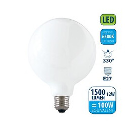 Ampoule À Filament Led Opal, Globe G125, 12w / 1500lm, Culot E27, 6500k