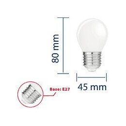 Ampoule À Filament Led Opal, Mini-sphérique P45, 6w / 806lm, Culot E27, 6500k