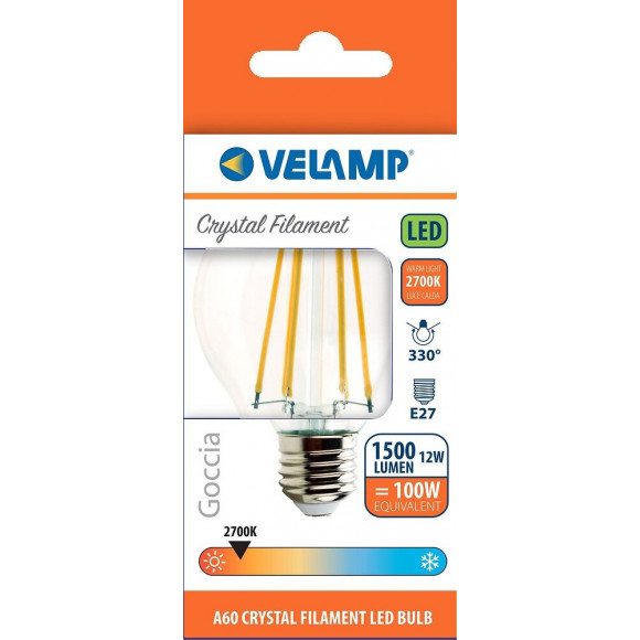Ampoule À Filament Led, Standard A60, 12w / 1500lm, Culot E27, 2700k