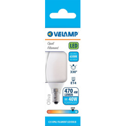 Ampoule À Filament Led Opal, Olive C35, 4w / 470lm, Culot E14, 6500k