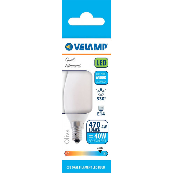 Ampoule À Filament Led Opal, Olive C35, 4w / 470lm, Culot E14, 6500k