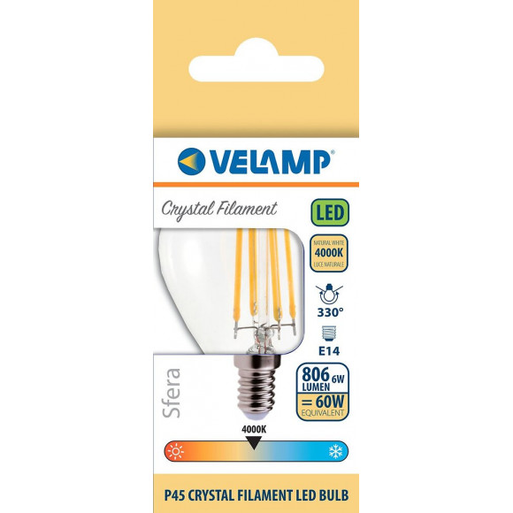 Ampoule À Filament Led, Mini-sphérique P45, 6w / 806lm, Culot E14, 4000k