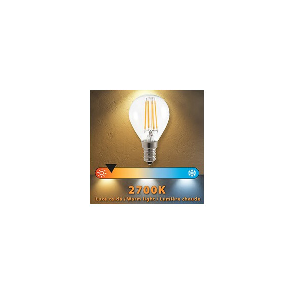 Ampoule À Filament Led, Mini-sphérique P45, 4w / 470lm, Culot E14, 2700k