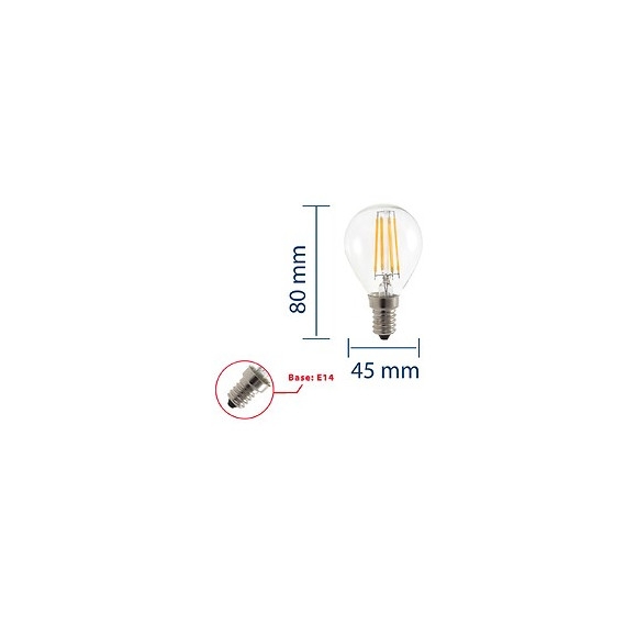 Ampoule À Filament Led, Mini-sphérique P45, 4w / 470lm, Culot E14, 2700k
