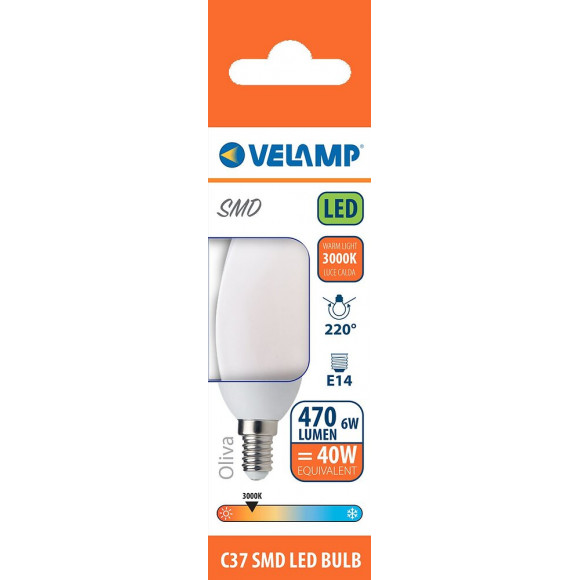 Ampoule Led Smd, Olive C37, 6w / 470lm, Culot E14, 3000k