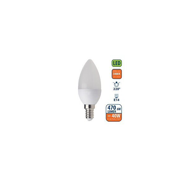 Ampoule Led Smd, Olive C37, 6w / 470lm, Culot E14, 3000k