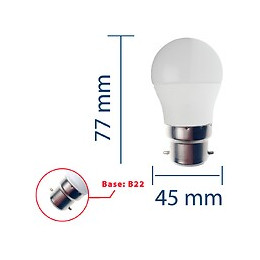 Ampoule Led Smd, Mini-sphérique P45, 6w / 470lm, Culot B22 (france), 4000k