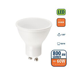 Ampoule Led Smd, Spot Gu10, 230v, 8w / 800lm, 3000k, 120 °