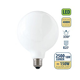 Ampoule À Filament Led Opal, Globe G125, 18w / 2500lm, Culot E27, 4000k