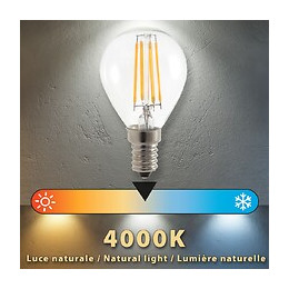 Ampoule À Filament Led, Mini-sphérique P45, 4w / 470lm, Culot E14, 4000k