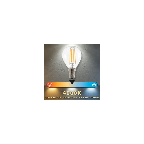 Ampoule À Filament Led, Mini-sphérique P45, 4w / 470lm, Culot E14, 4000k