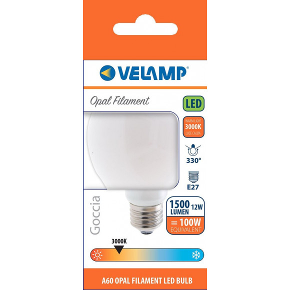 Ampoule À Filament Led Opal, Standard A60, 12w / 1500lm, Culot E27, 3000k