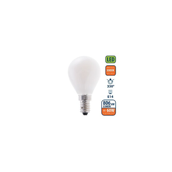 Ampoule À Filament Led Opal, Mini-sphérique P45, 6w / 806lm, Culot E14, 3000k