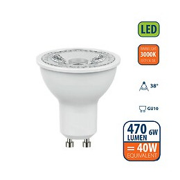 Ampoule Led Smd, Spot Gu10, 230v, 6w / 470lm, 3000k, 38 °