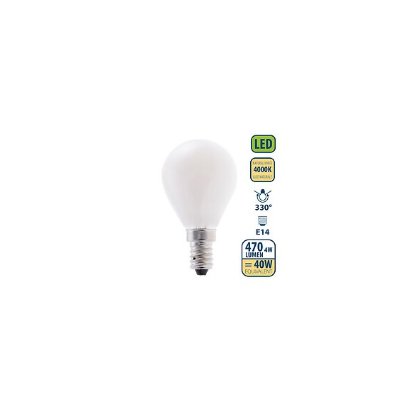 Ampoule À Filament Led Opal, Mini-sphérique P45, 4w / 470lm, Culot E14, 4000k