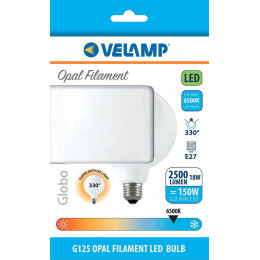 Ampoule À Filament Led Opal, Globe G125, 18w / 2500lm, Culot E27, 6500k