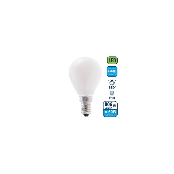 Ampoule À Filament Led Opal, Mini-sphérique P45, 6w / 806lm, Culot E14, 6500k