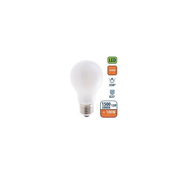 Ampoule À Filament Led Opal, Standard A60, 12w / 1500lm, Culot E27, 3000k