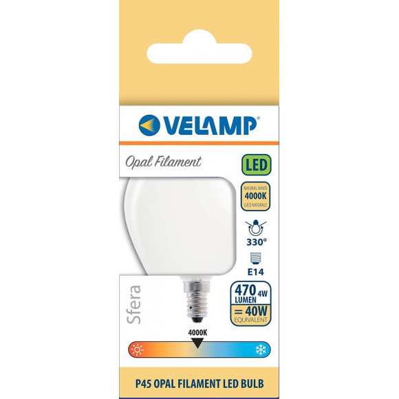 Ampoule À Filament Led Opal, Mini-sphérique P45, 4w / 470lm, Culot E14, 4000k