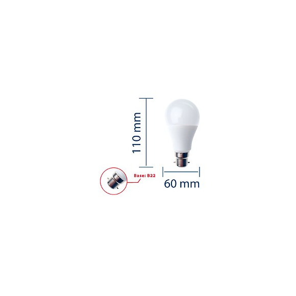 Ampoule Led Smd, Standard A60, 12w / 1055lm, Culot B22 (france), 3000k