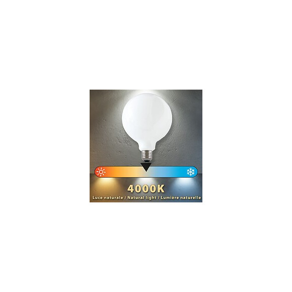 Ampoule À Filament Led Opal, Globe G125, 18w / 2500lm, Culot E27, 4000k
