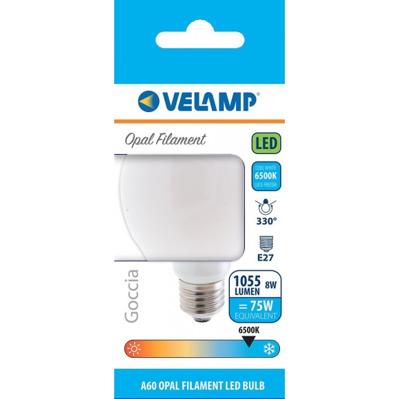 Ampoule À Filament Led Opal, Standard A60, 8w / 1055lm, Culot E27, 6500k