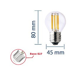Ampoule À Filament Led, Mini-sphérique P45, 6w / 806lm, Culot E27, 2700k
