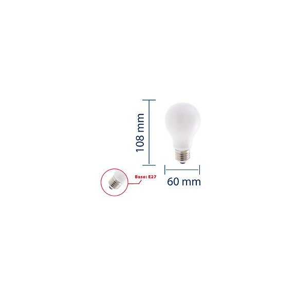 Ampoule À Filament Led Opal, Standard A60, 8w / 1055lm, Culot E27, 3000k