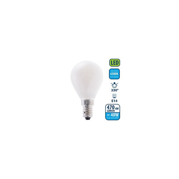 Ampoule À Filament Led Opal, Mini-sphérique P45, 4w / 470lm, Culot E14, 6500k