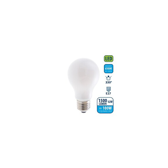Ampoule À Filament Led Opal, Standard A60, 12w / 1500lm, Culot E27, 6500k