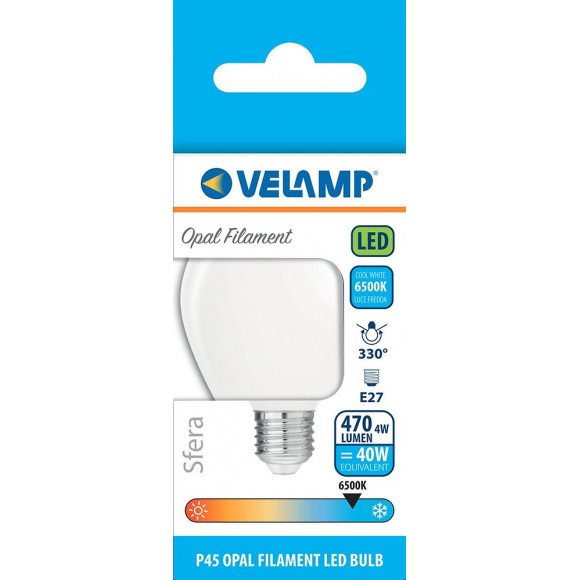 Ampoule À Filament Led Opal, Mini-sphérique P45, 4w / 470lm, Culot E27, 6500k