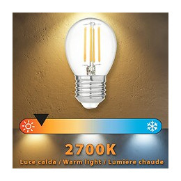Ampoule À Filament Led, Mini-sphérique P45, 4w / 470lm, Culot E27, 2700k