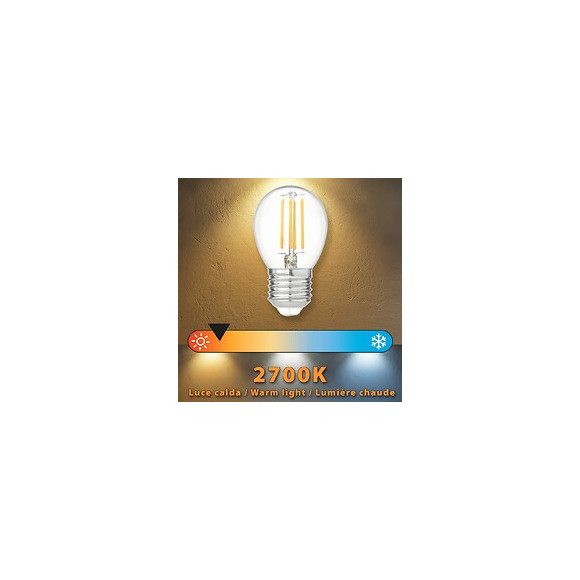 Ampoule À Filament Led, Mini-sphérique P45, 4w / 470lm, Culot E27, 2700k