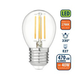 Ampoule À Filament Led, Mini-sphérique P45, 4w / 470lm, Culot E27, 2700k