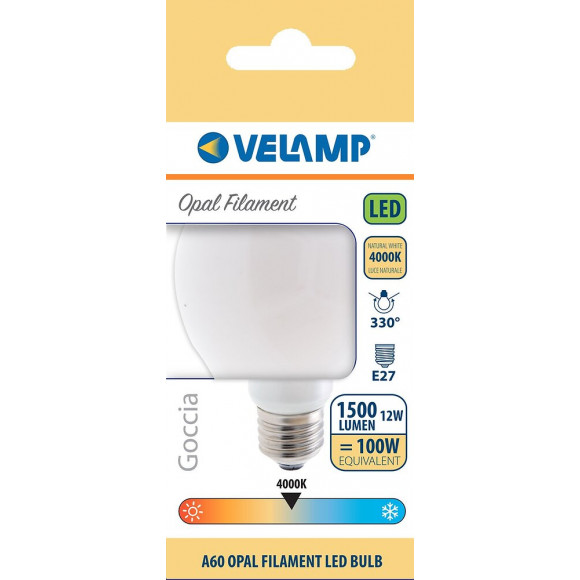 Ampoule À Filament Led Opal, Standard A60, 12w / 1500lm, Culot E27, 4000k
