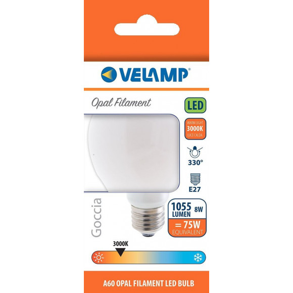 Ampoule À Filament Led Opal, Standard A60, 8w / 1055lm, Culot E27, 3000k