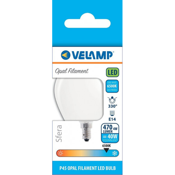 Ampoule À Filament Led Opal, Mini-sphérique P45, 4w / 470lm, Culot E14, 6500k