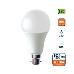 Ampoule Led Smd, Standard A60, 15w / 1520lm, Culot B22 (france), 3000k