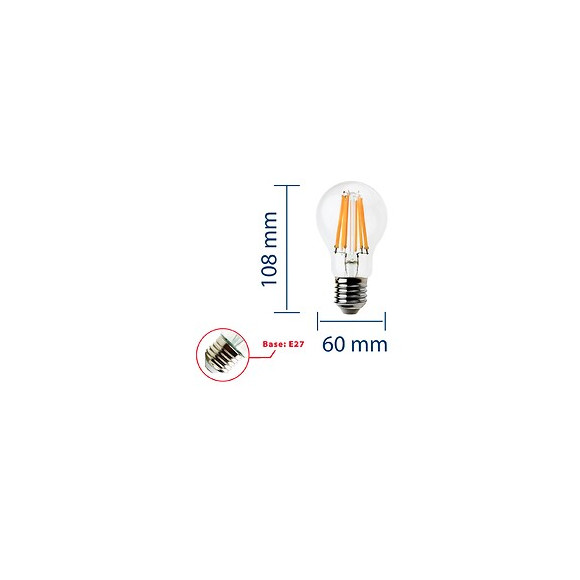 Ampoule À Filament Led, Standard A60, 12w / 1500lm, Culot E27, 4000k