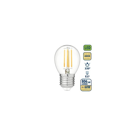 Ampoule À Filament Led, Mini-sphérique P45, 4w / 470lm, Culot E27, 4000k