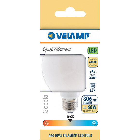Ampoule À Filament Led Opal, Standard A60, 7w / 806lm, Culot E27, 4000k
