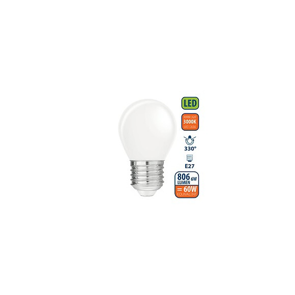 Ampoule À Filament Led Opal, Mini-sphérique P45, 6w / 806lm, Culot E27, 3000k