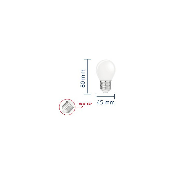 Ampoule À Filament Led Opal, Mini-sphérique P45, 4w / 470lm, Culot E27, 6500k