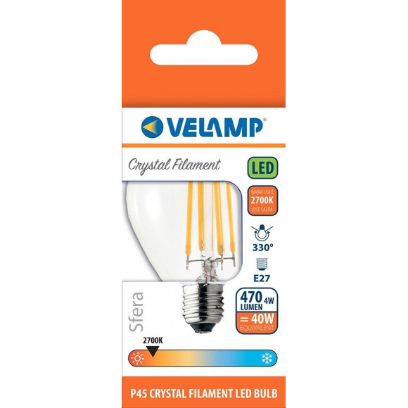 Ampoule À Filament Led, Mini-sphérique P45, 4w / 470lm, Culot E27, 2700k