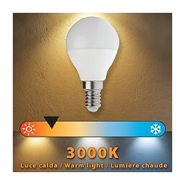 Ampoule Led Smd, Mini-sphérique P45, 6w / 470lm, Culot E14, 3000k