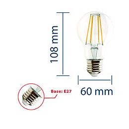 Ampoule À Filament Led, Standard A60, 7w / 806lm, Culot E27, 2700k
