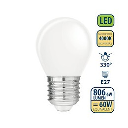 Ampoule À Filament Led Opal, Mini-sphérique P45, 6w / 806lm, Culot E27, 4000k