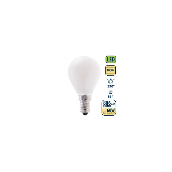 Ampoule À Filament Led Opal, Mini-sphérique P45, 6w / 806lm, Culot E14, 4000k