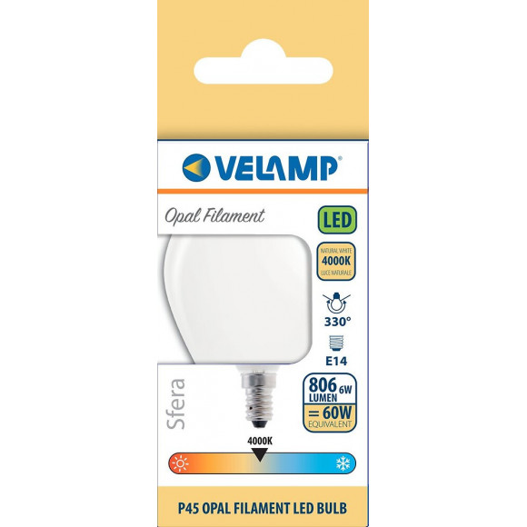 Ampoule À Filament Led Opal, Mini-sphérique P45, 6w / 806lm, Culot E14, 4000k