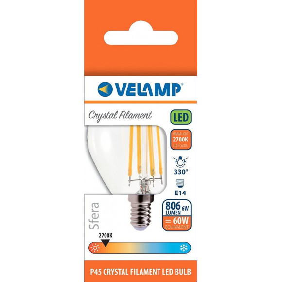 Ampoule À Filament Led, Mini-sphérique P45, 6w / 806lm, Culot E14, 2700k